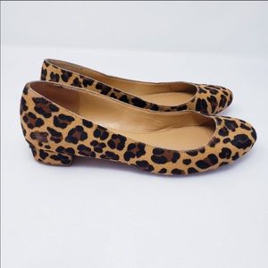 JCrew Lily Leopard Calf Hair Round Toe Flats 9